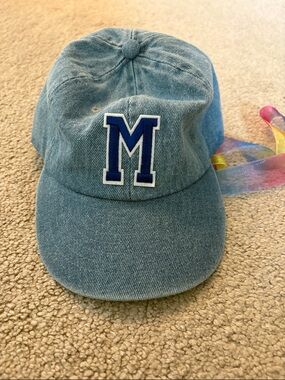 Light Blue Denim Kids Hat with Blue 'M' Patch